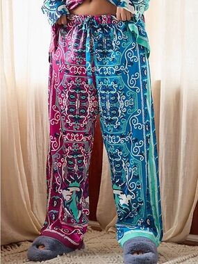 By Anthropologie Women’s Silky Printed Pajama Pants Satin Bandana Size XL